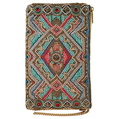Mary Frances Native Girl Beaded Crossbody Cell Phone Bag with Tribal Design, Multicolor