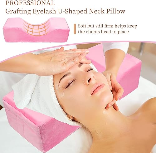 Vista 25 de Extensión de pestañas de terciopelo almohada de pestañas de salón de belleza Almohada de espuma viscoelástica para el cuello para extensiones