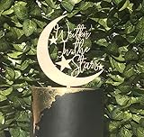 Written In The Stars Golden Acrylic Script Font Wedding Cake Topper with Moon and Stars for Engagement Bridal Shower Wedding Pregnancy Announcement Proposal Bachelorette Party Decorations Supplies