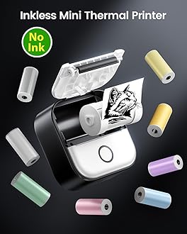 Memoking Sticker Printer - Mini Printer T02 Portable Thermal Inkless Sticker Maker Machine, Bluetooth Pocket Labeler for Study Graphics, Anatomical Diagrams, Photos, Receipts, DIY,Gift
