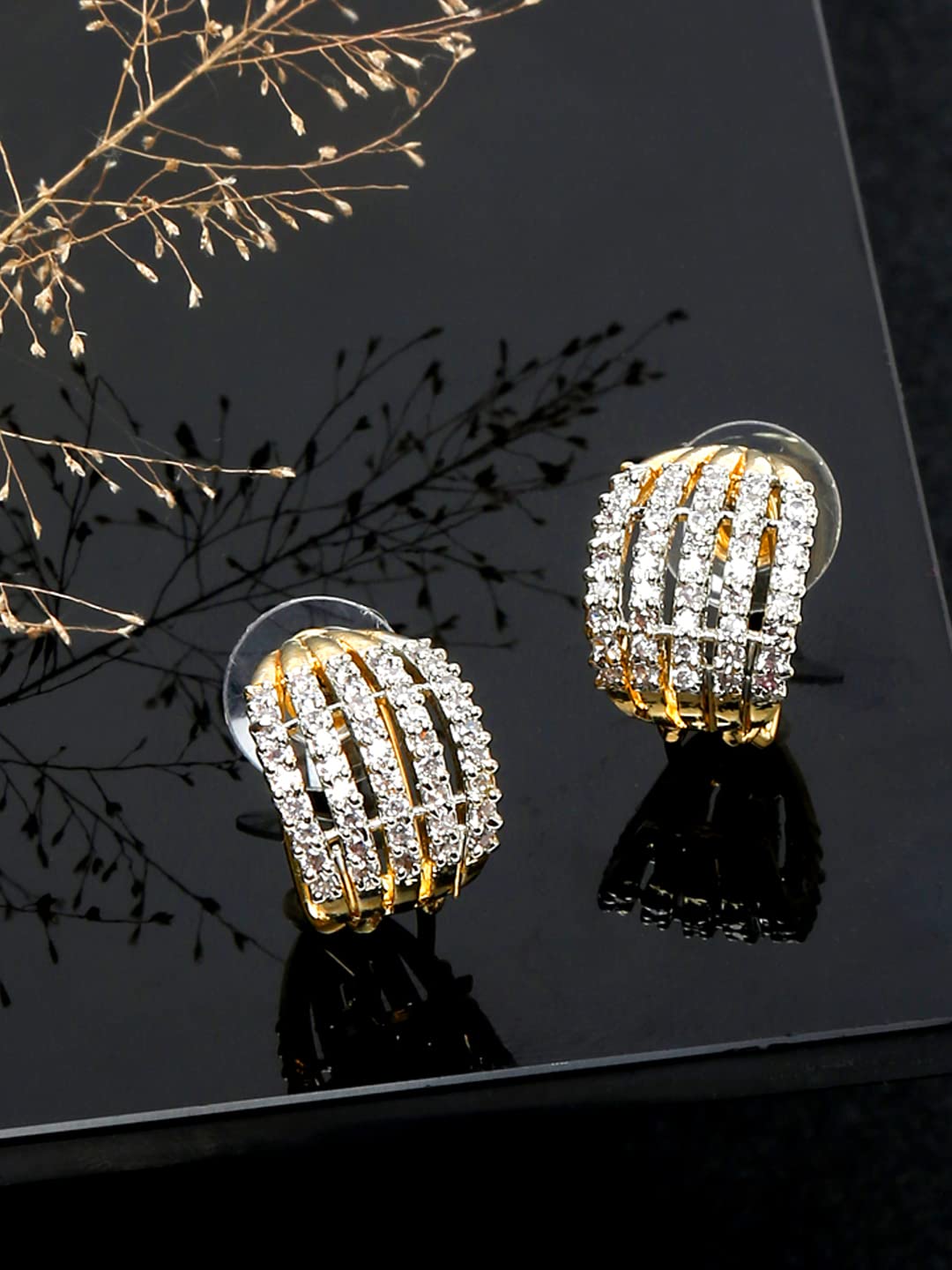 American Diamond Studded Huggie Earrings