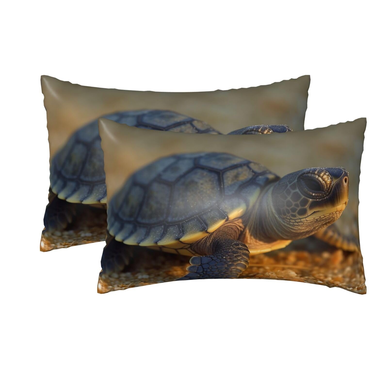 2 Pack Queen Silk Pillow Cases with Hidden Zipper, Luxury Soft Satin Pillow Covers for Hair and Skin, Baby Turtle Pillowcases 20"x30" Bed Pillow Protectors Cover for Sleeping Gifts