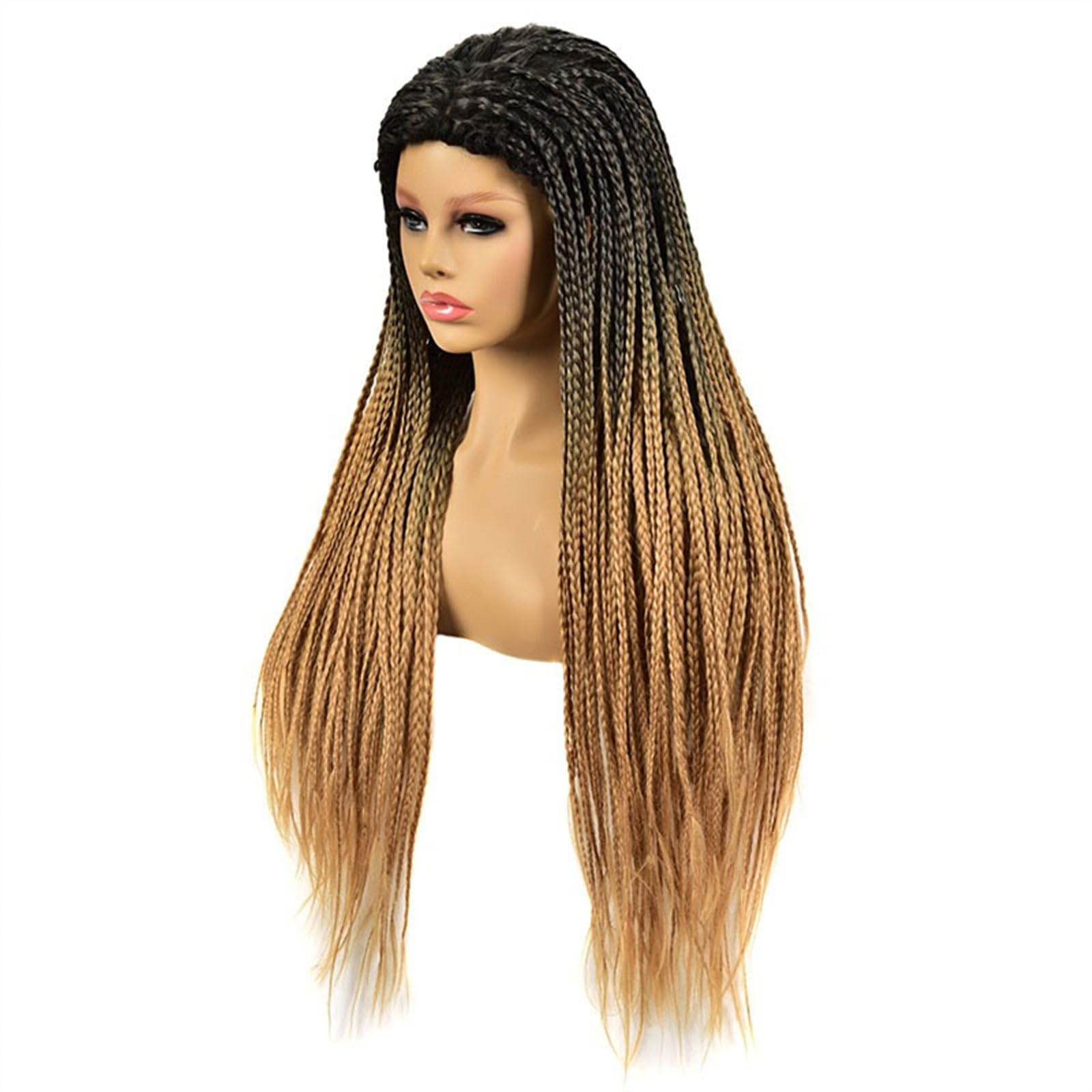 Peruka damska Peruki dla Afro czarnych kobiet długie proste syntetyczne warkocze plecione w pudełku peruki 26 ''wysokiej jakości syntetyczne warkocze Twist Peruki ludzkie(Headband 1B-27)