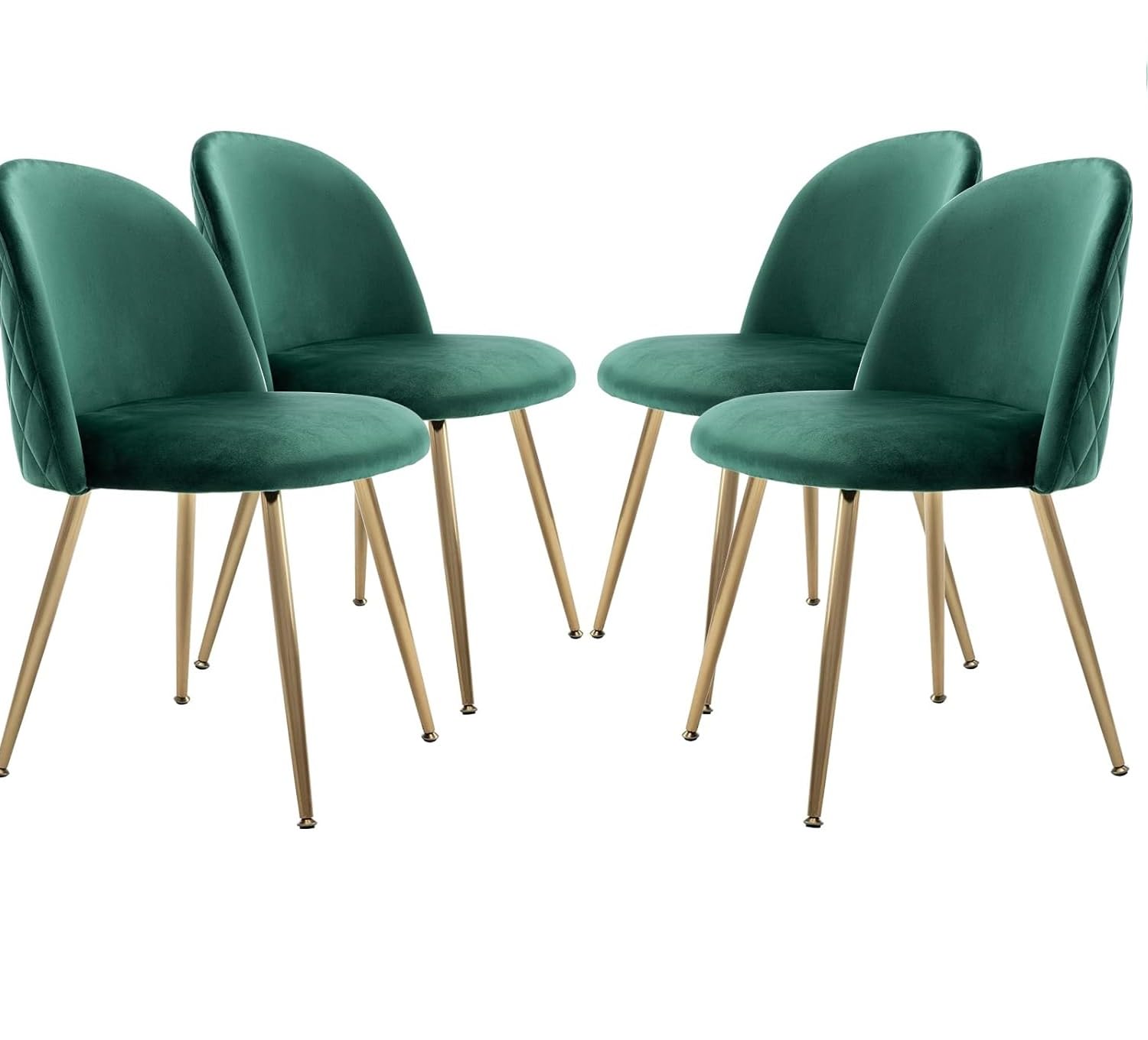 Ensemble Table a Manger avec 4 Chaises Tables Ronde 80cm et Chaises Velours pour Cuisine, Salle à Manger et Salon (4 chaises Vert + Table Ronde)