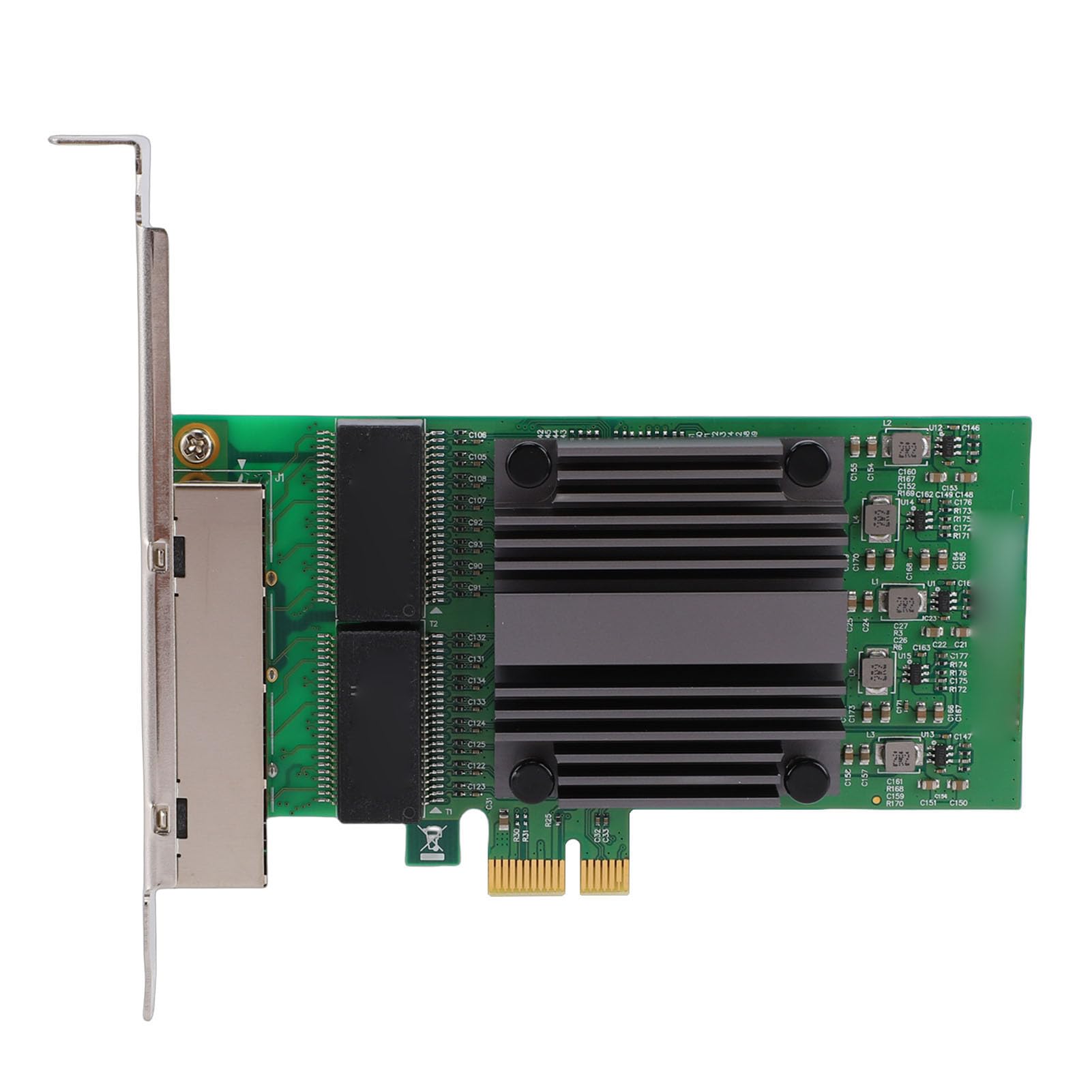 Ausla Scheda di Rete PCIe X1 a 4 Porte, Scheda Adattatore di Rete Gigabit Ethernet PCB con Chip 82571, 4 Porte RJ45 10 100 1000Mbps, Basso Carico della CPU per PC Industriali Server Desktop