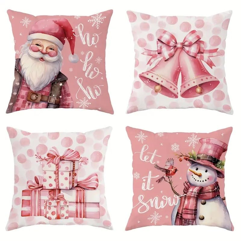 PORUPAEL 4 Stück Weihnachten Kissenbezug 45x45cm Christmas Cushion...
