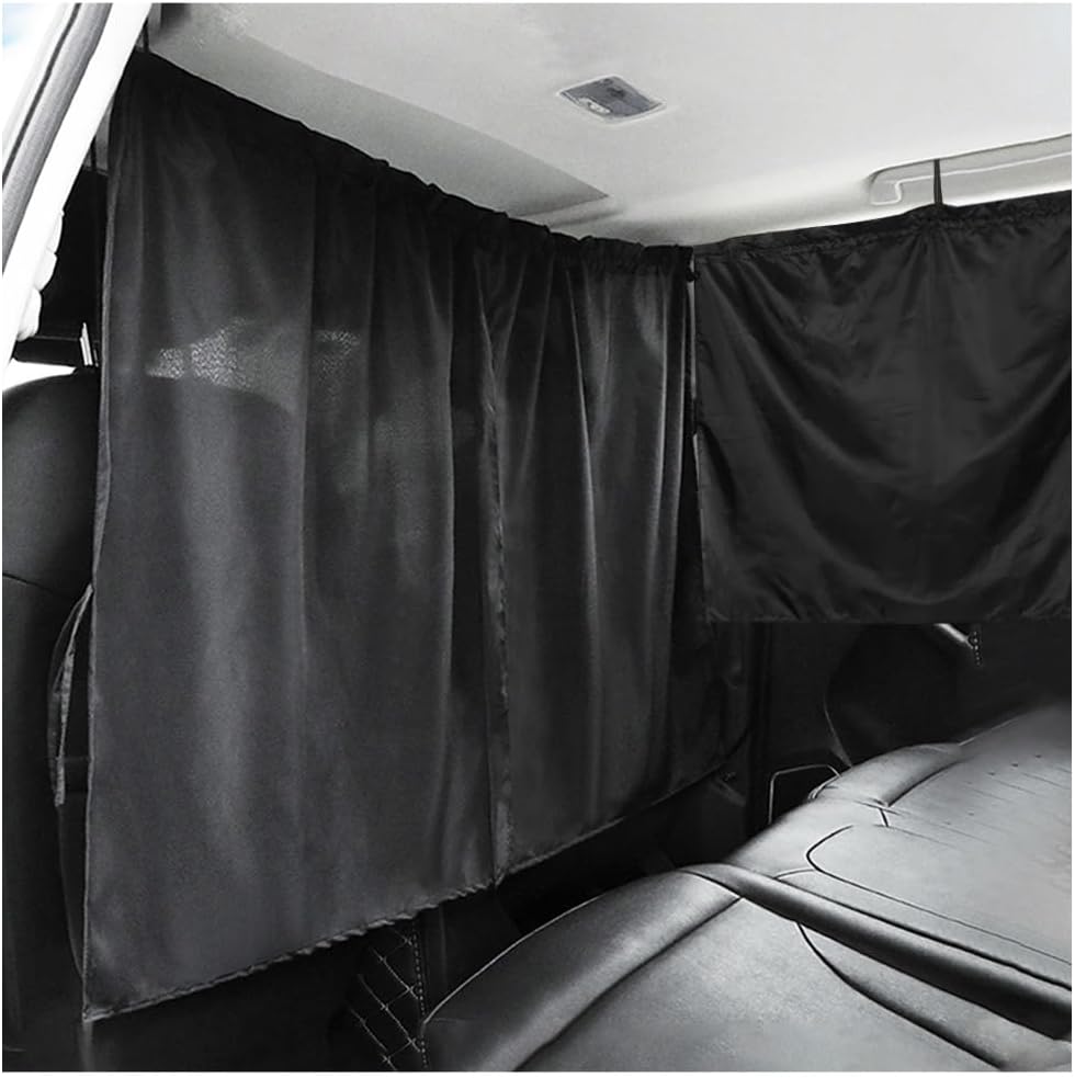 povtii 3PCS Car Window Shades, Auto Privacy Divider Curtain with 2 Rear Side Window Shades, Removable Vehicle Light Blocking Sunshades for Heat, UV Rays, Universal Car Accessories