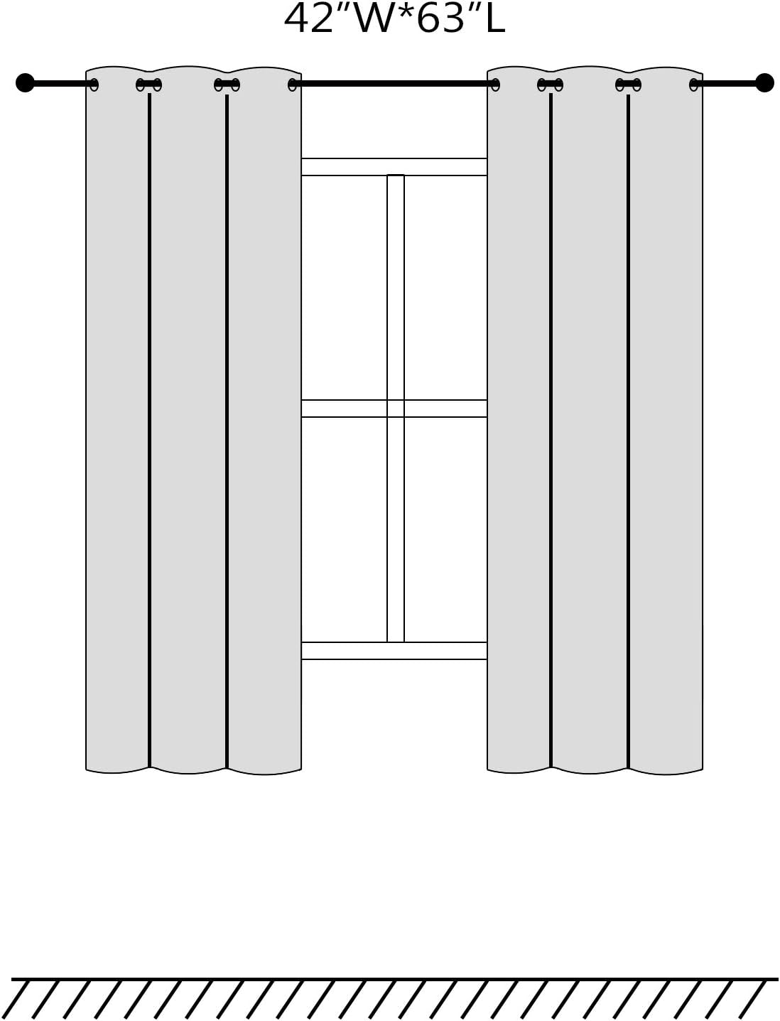 Blackout Curtains for Bedroom Thermal Insulated Light Blocking Room Darkening Curtains Solid Grommet Window Drapes for Living Room, Set of 2 Curtain Panels 42 W x 63 L inch Long Coffee