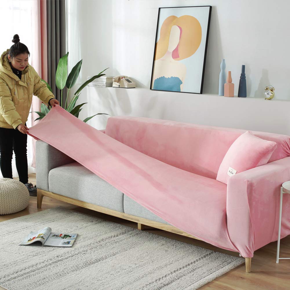 Felpa Cubiertas De Sofá para 1 2 3 4 Cubierta De Sofá,Polvo-Prueba Terciopelo Elástico Soft Couch Cover,Ajuste Fácil Lavable,Cubierta De La Silla Recliner Mueble Protector De Sofá-