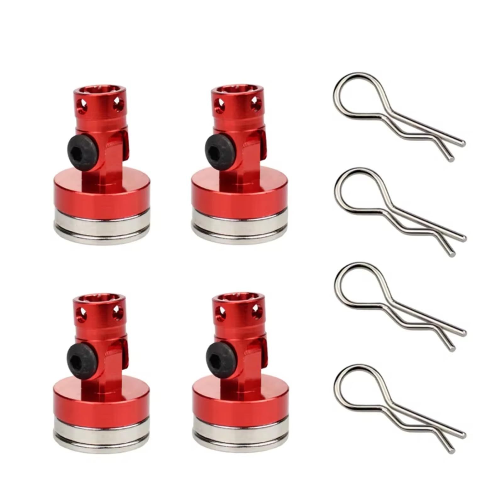 Ricambi Modellini RC Per Axial Per SCX10 Per Traxxas Per TRX4 Per HSP Per Sakura Per Redcat Drift 1/10 4 Pezzi Montanti Carrozzeria RC Parti Montaggio Fisse Invisibili Magnetiche(Red)