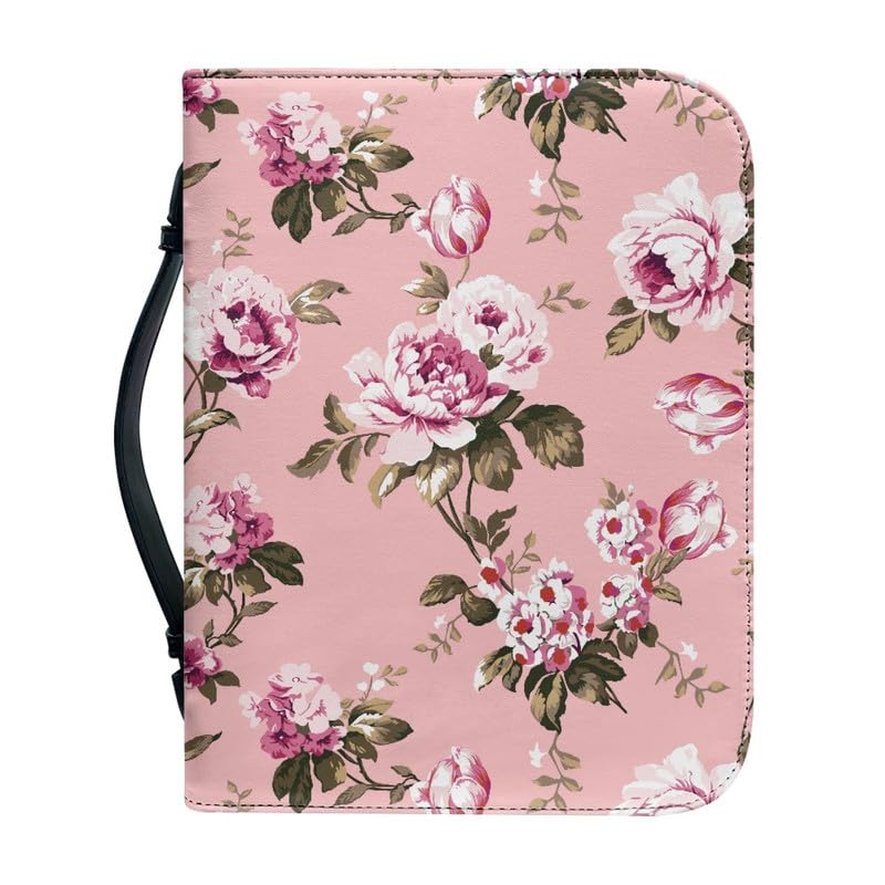 Garronmavis Retro Peony Paintings Men-Bible Cover Vintage Flower Stylish Carrying Bag Floral Arts Church Study Book Carrier - 2XL — image 1