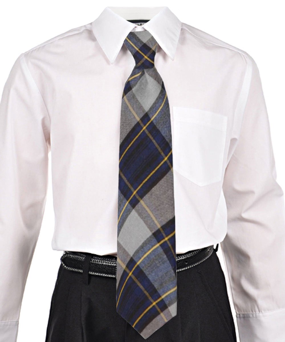 Cookie's Adjustable Banded Necktie with Clip - royal/lt. blue/gold *plaid #57*,