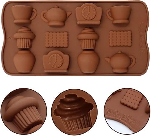 Miniatura 4 de Meiyouju - Moldes de silicona para tetera, paquete de 2 moldes de silicona para té, moldes de caramelo de chocolate, antiadherentes y de liberación