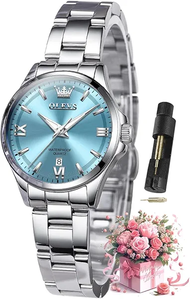 OLEVS Watches for Women Luxury Elegant Stainless Steel Waterproof Luminous Diamond Women's Fashion Watch Ladies Watches for Small Wrists