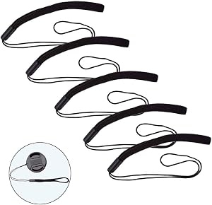 ULBTER 5 Pack Elastic Lens Cap Keeper Lens Cover Leash Prevent Lens Cap Lost Compatible with Canon/Nikon/Sony/Fujifilm/Olympus/Panasonic DSLR SLR Camera and More