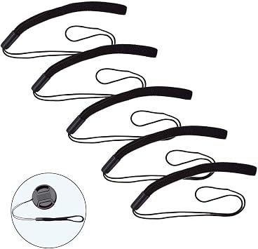 ULBTER 5 Pack Elastic Lens Cap Keeper Lens Cover Leash Prevent Lens Cap Lost Compatible with Canon/Nikon/Sony/Fujifilm/Olympus/Panasonic DSLR SLR Camera and More