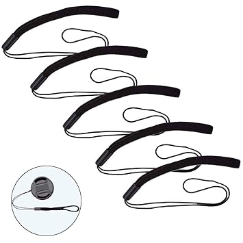 ULBTER 5 Pack Elastic Lens Cap Keeper Lens Cover Leash Prevent Lens Cap Lost Compatible with Canon/Nikon/Sony/Fujifilm/Olympus/Panasonic DSLR SLR Camera and More
