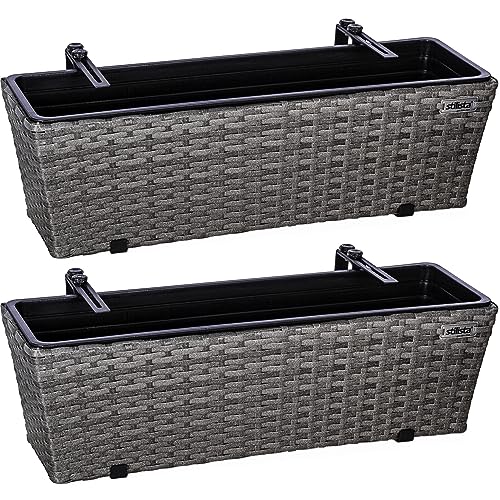 STILISTA® 2er Polyrattan Blumenkasten Set 60 x 16 x 19 cm inkl....