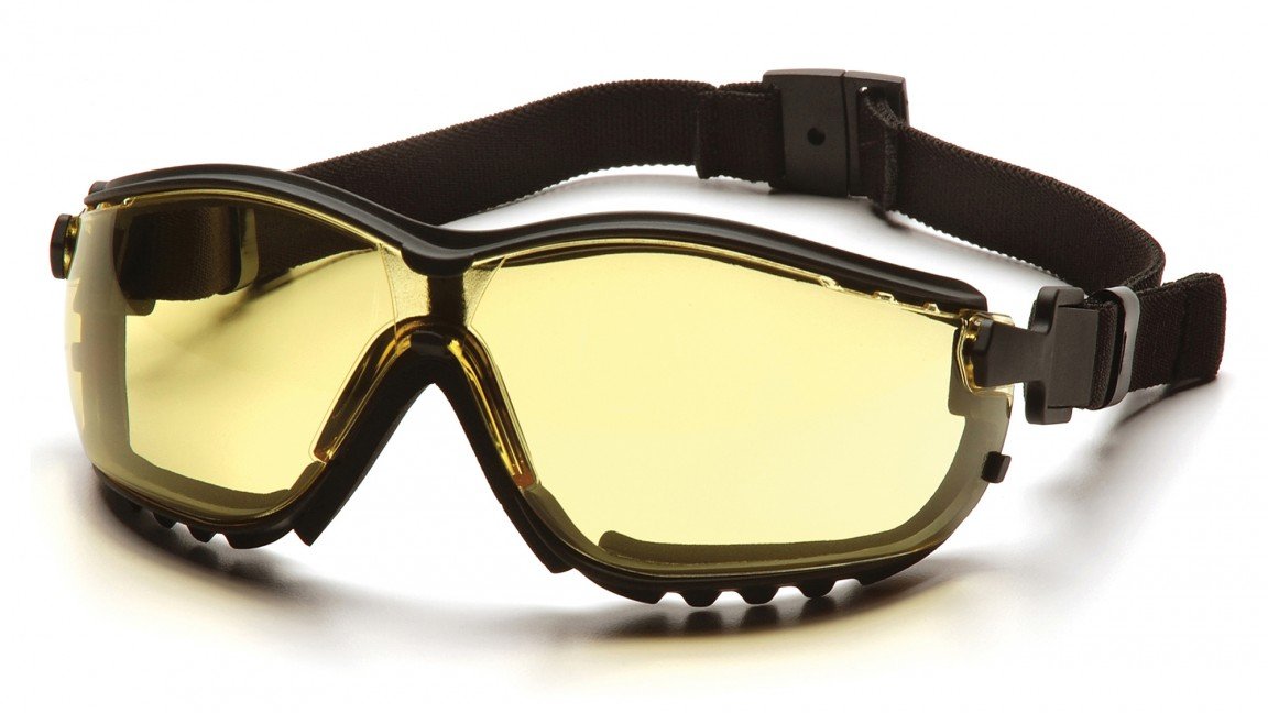 (12 Paar) Pyramex V2G-Brille schwarz Rahmen/Bernstein Anti-Fog Objektiv (gb1830st)