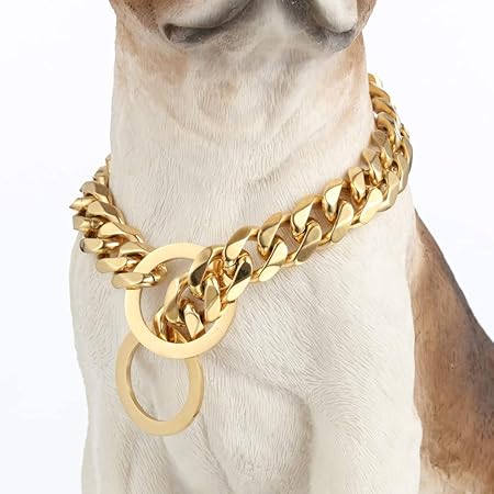 Custom gold dog collars Clearance
