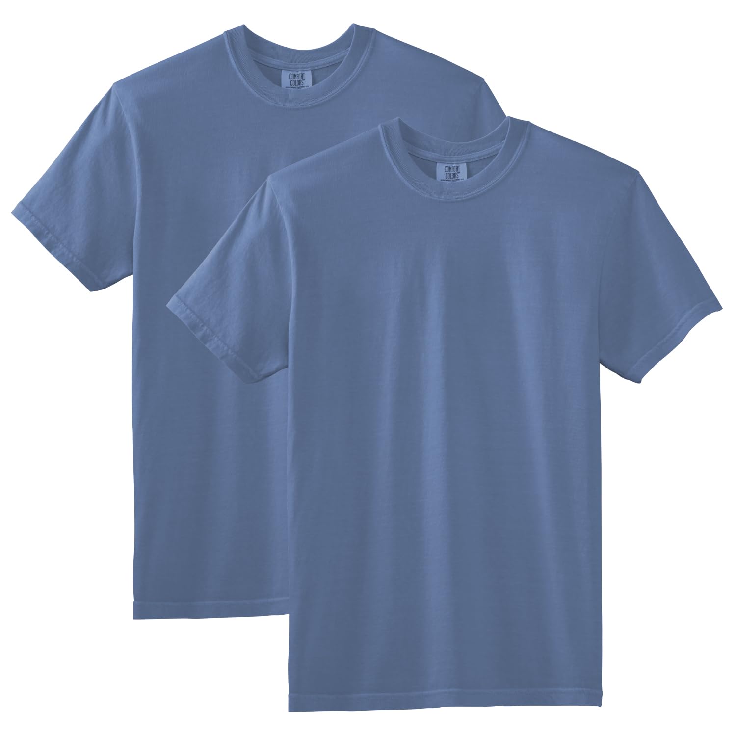 Comfort Colors Adult Heavyweight Short Sleeve Tee, Style G1717/G1745, Washed Denim (2-Pack), Large