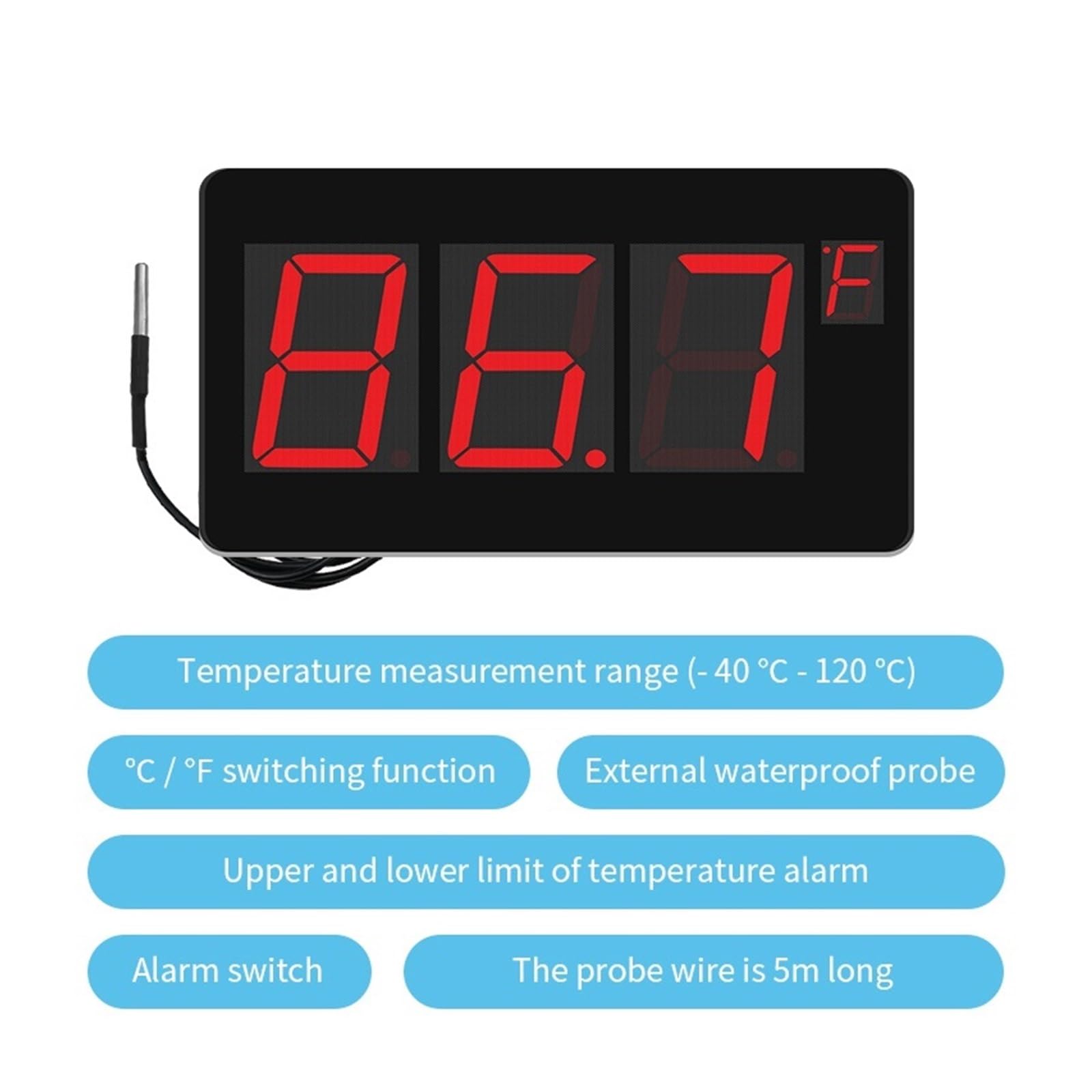 Termómetro Digital Con Sensor De Temperatura For Sauna, Piscina, Agua, Termostato Y Monitor Alarma Sensor De Alta PrecisióN
