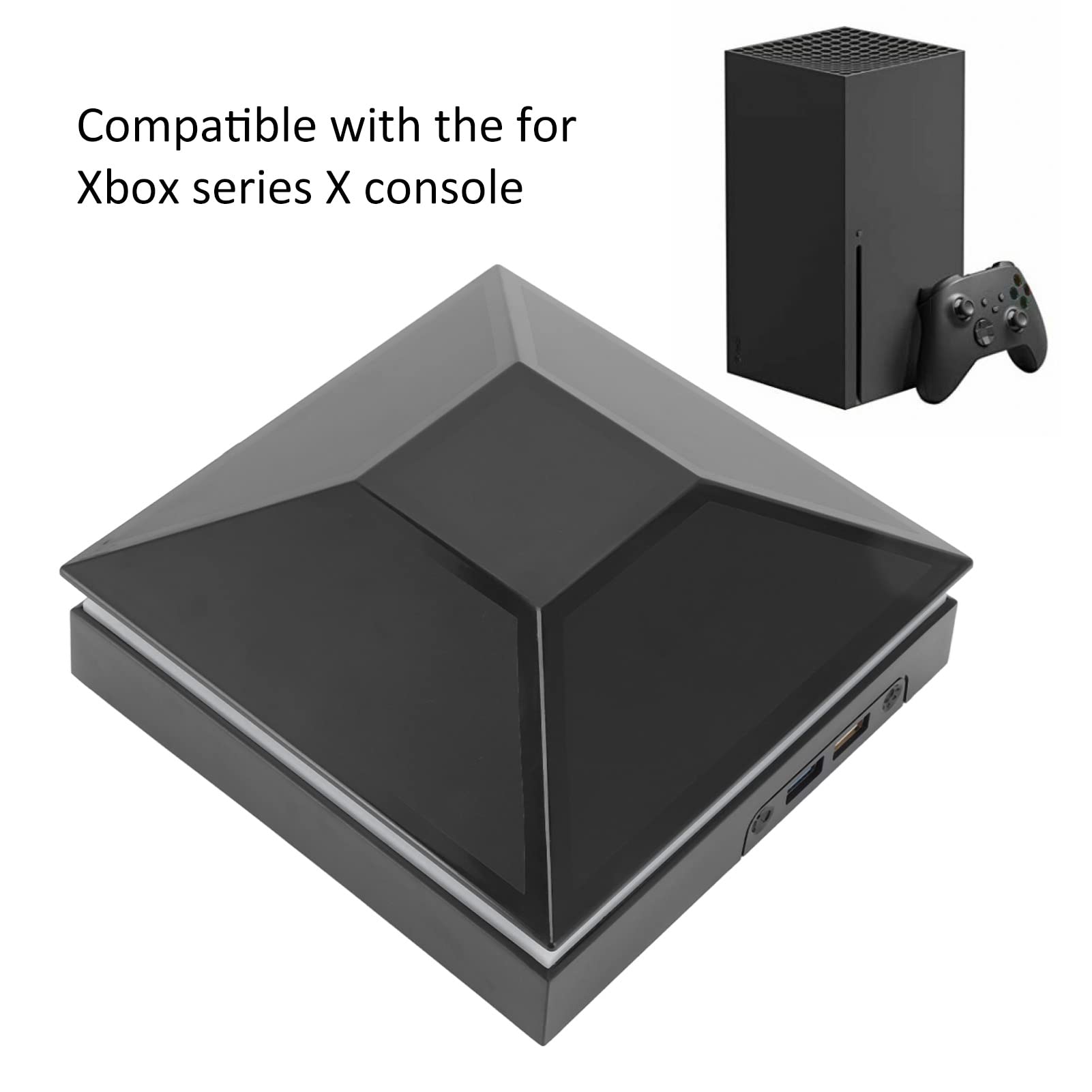 Ventola di Raffreddamento della Console 3 velocità del Vento Ventola di Raffreddamento Regolabile con Interruttore Tattile Luci LED Porte USB per Xbox Series 12W(Nero)