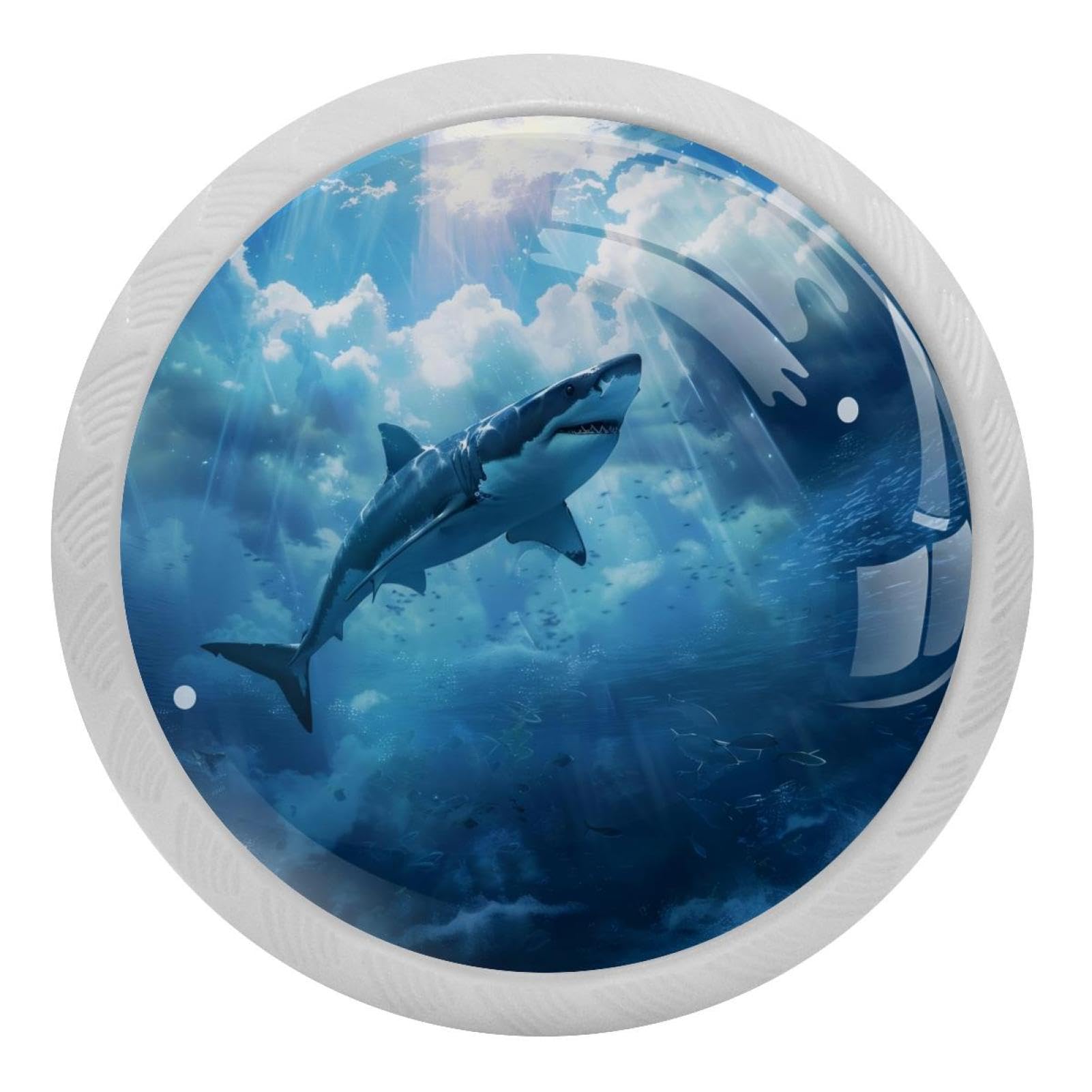 Shark Fly Sky 4 PCS Crystal Glass Cabinet Knobs, Drawer Kitchen Cabinets Dresser Cupboard Wardrobe Pulls Handle - Glowing in The Dark