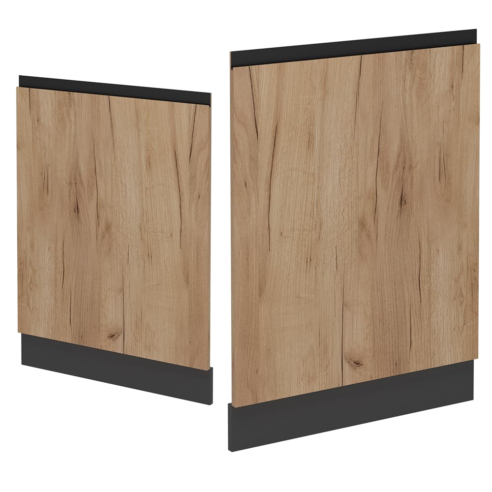 Vicco Panel Frontal del lavavajillas R-Line, Roble Dorado, 60 cm J-Shape sin encimera, para combinación Libre Dentro de Sistemas de Cocina modulares