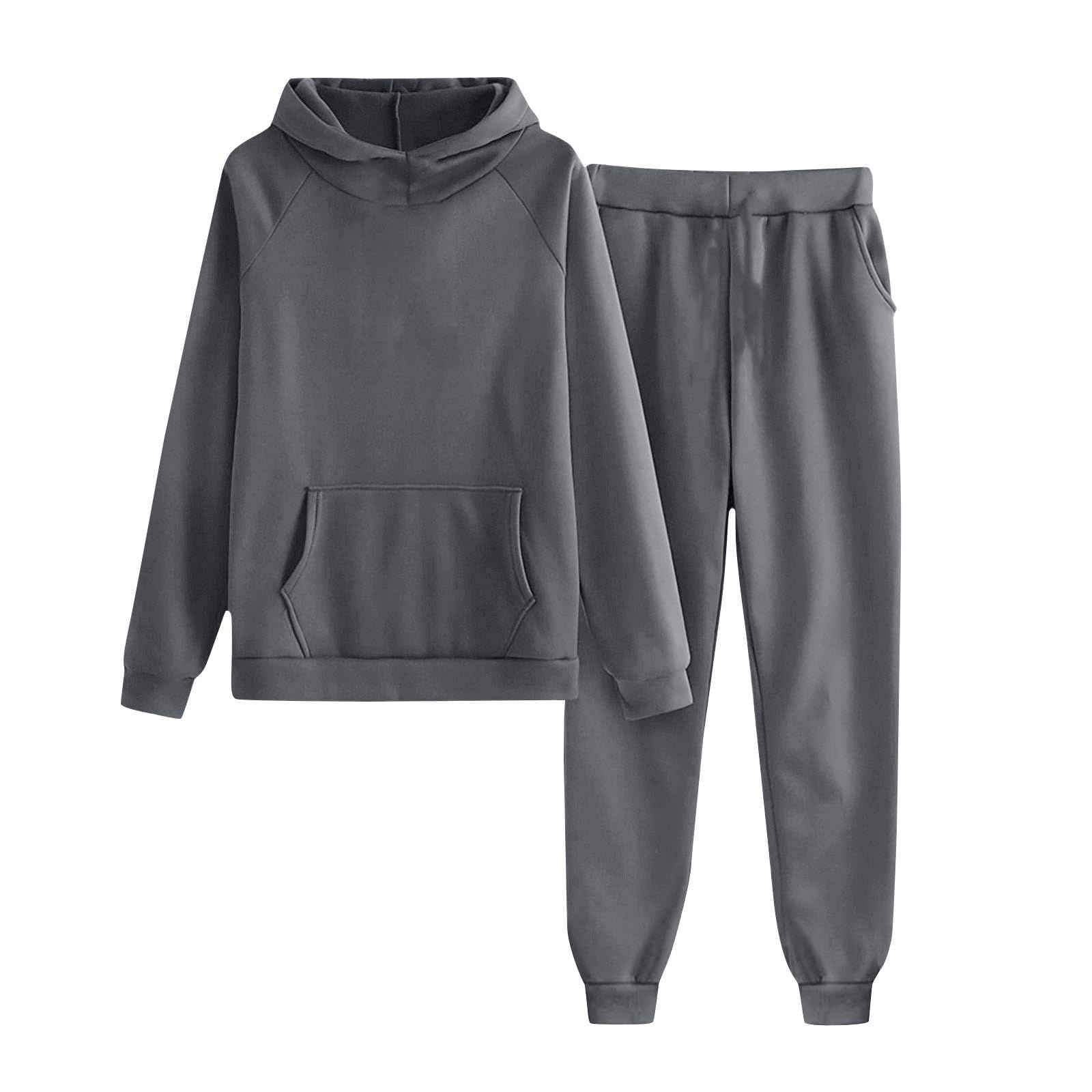 Kinder-Trainingsanzüge, bequemes Freizeithemd und Hose, leicht, lockere Passform, Jogginganzug, einfarbig, langärmelig, 2-teiliges Outfit-Set, Herbst-Winter-Sportanzug mit Taschen