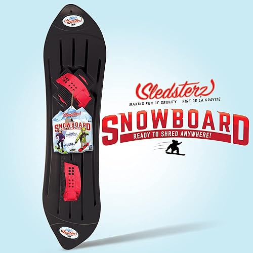 The Original Geospace Sledsterz Kids - Snowboard para principiantes para diversión de invierno en la nieve, con fijaciones ajustables Step para