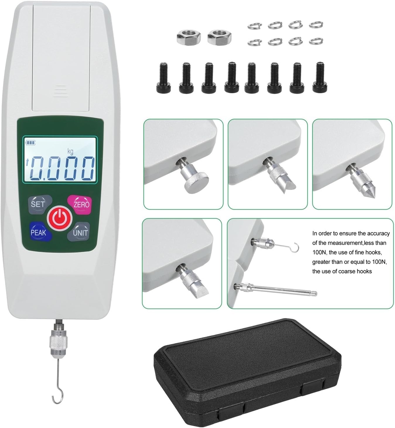 Digital Force Gauge 500N/50kg/110lb/1800oz Push And Pull Tester Meter Mini Dynamometer With 4 Measurement Units for Heavy-Duty Tasks(KF-500)