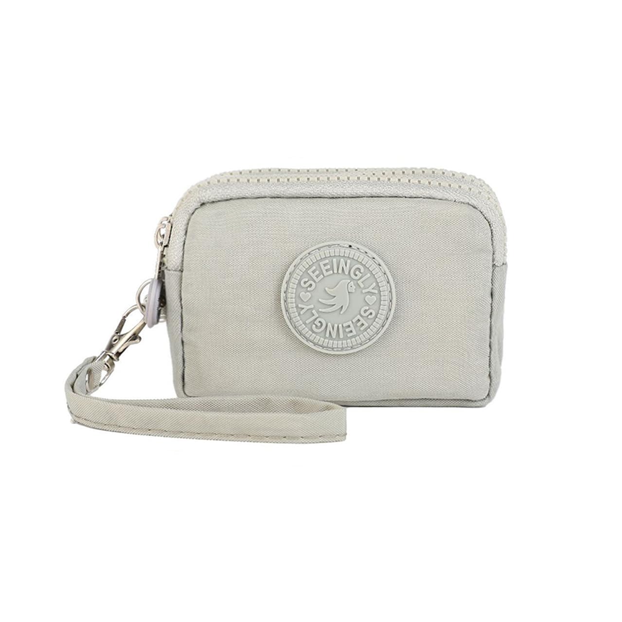 Coin Purse Pouch for Women Change Purse Portable Coin Wallet Mini Change Holder With Zipper (Light Grey)