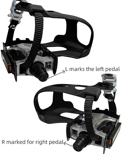 Miniatura 2 de YBEKI Pedales de bicicleta giratoria de grado profesional con clips para los dedos y correas ajustables 4D, husillo de aleación de 9/16 pulgadas