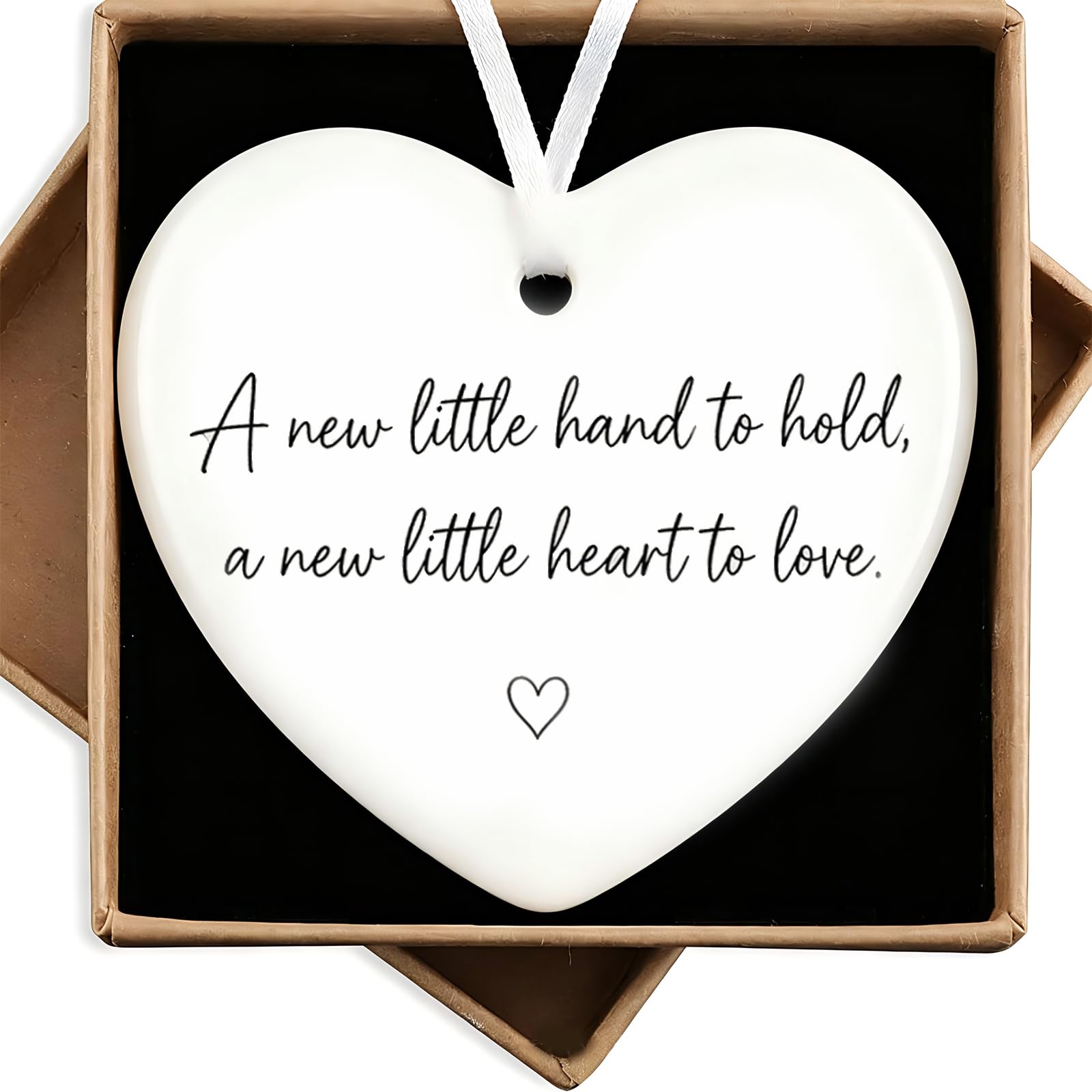 Ethlomoer New Mum Gifts Heart Shaped Ceramic Keepsake | Baby Shower Present for Mum to Be with Inspirational Verse | Newborn Gift Box for New Mothers | 7.5cm Nursery Decor