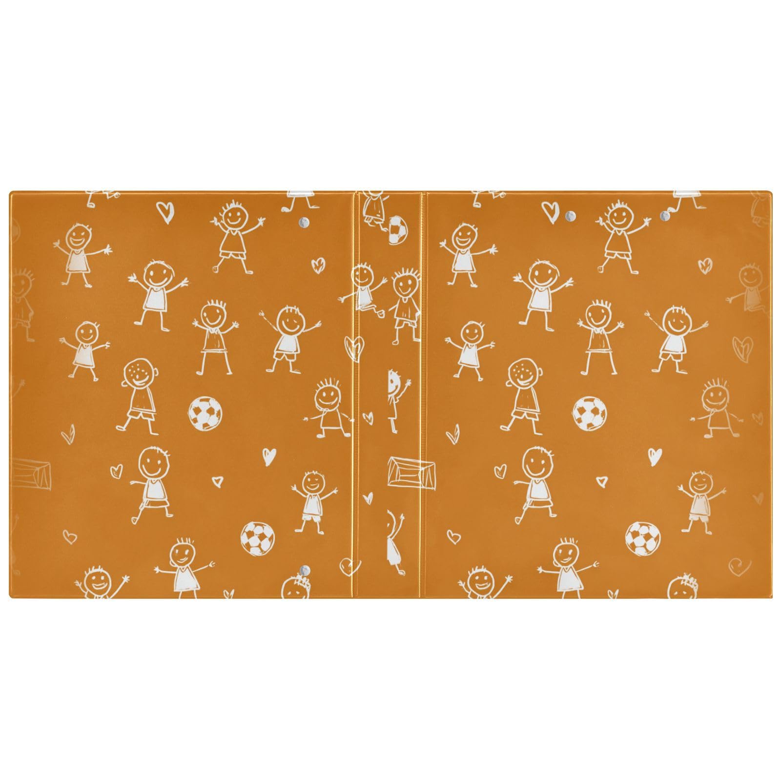 Raccoglitore per materiale scolastico da 3,8 cm, motivo cartone animato, minimalista, arancione