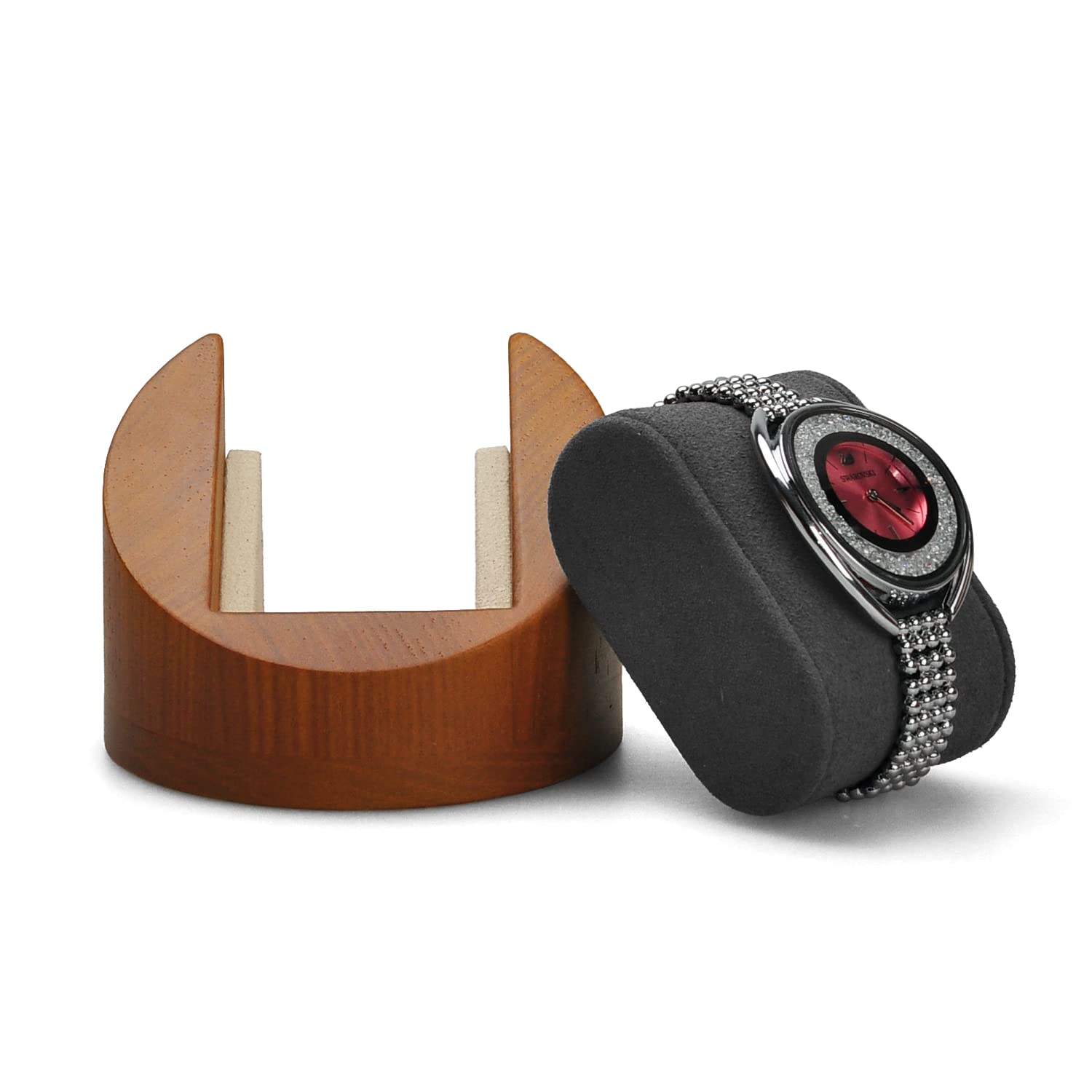 Oirlv Présentoir à montres en bois massif - Présentoir à bijoux (rond simple, gris)
