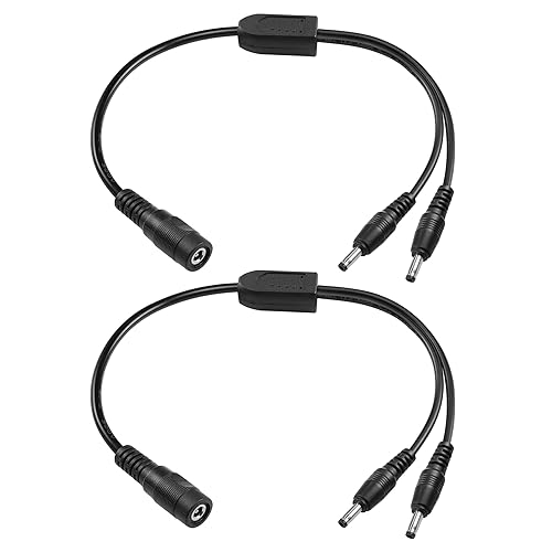 YACSEJAO 2 cables divisor en Y de 12 V CC de 1 pie de CC de 0.138 in x 0.053 in, 1 cable adaptador macho a 2 hembras para cámara de seguridad CCTV,