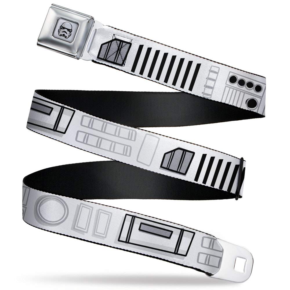 Belt Seatbelt Buckle Star Wars Stormtroopers Utility Belt2 Bounding White Grays 24 to 38 Inches, White, REGULAR - 1.5" WIDE - 24-38" LONG