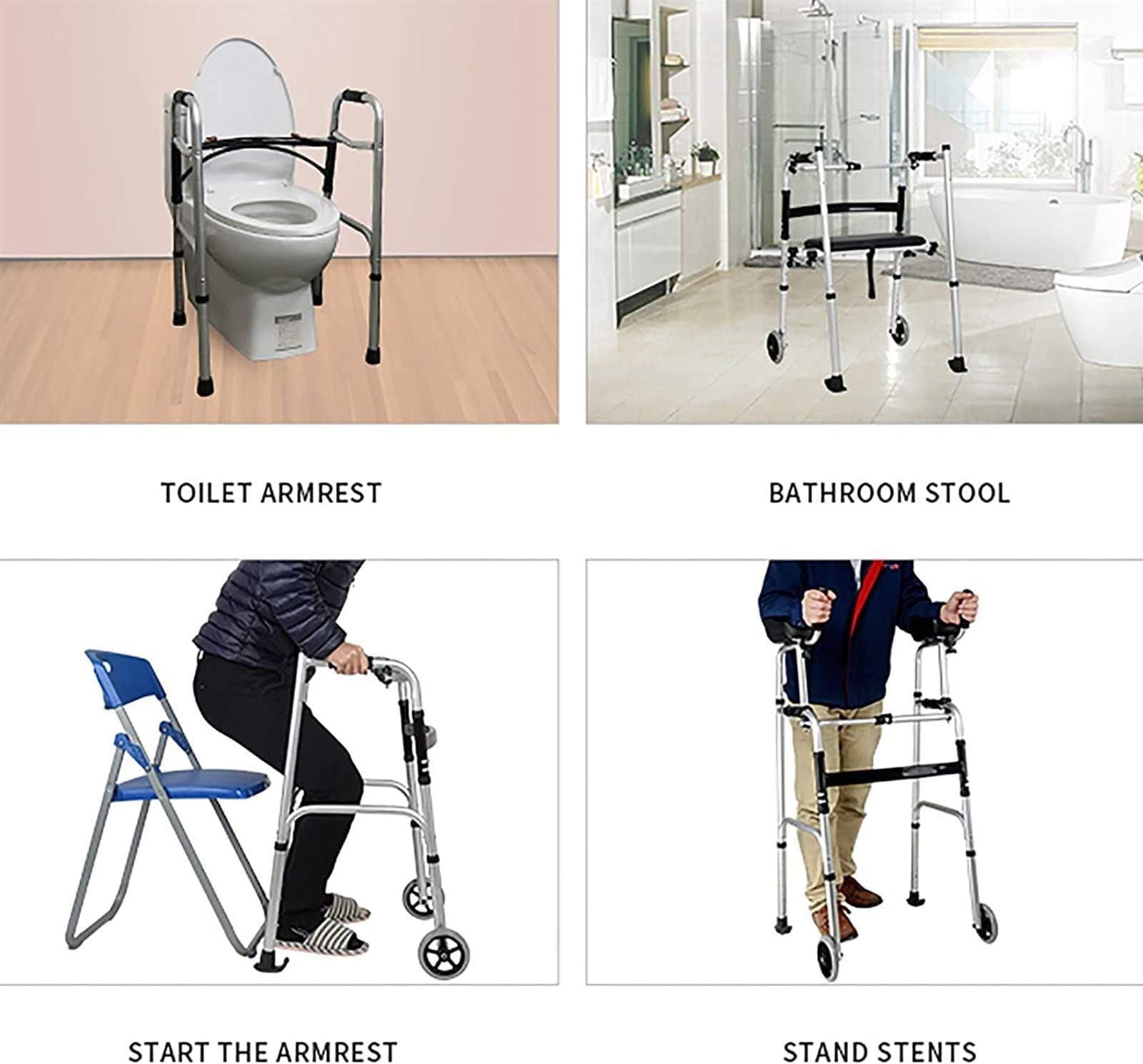 CEEBUS Deambulatore Rollator Deambulatori Verticali per Anziani con Sedile E Supporto Ascellare, Deambulatore Portatile Pieghevole/Ausilio per La Deambulazione per Persone Grandi O Disabili