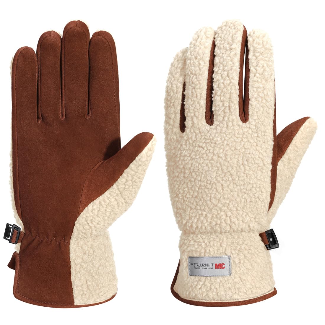 Harssidanzar Winter Echtes Wildleder Handschuhe Damen Warmes gefüttert Outdoor Skifahren Lederhandschuhe SL021EU