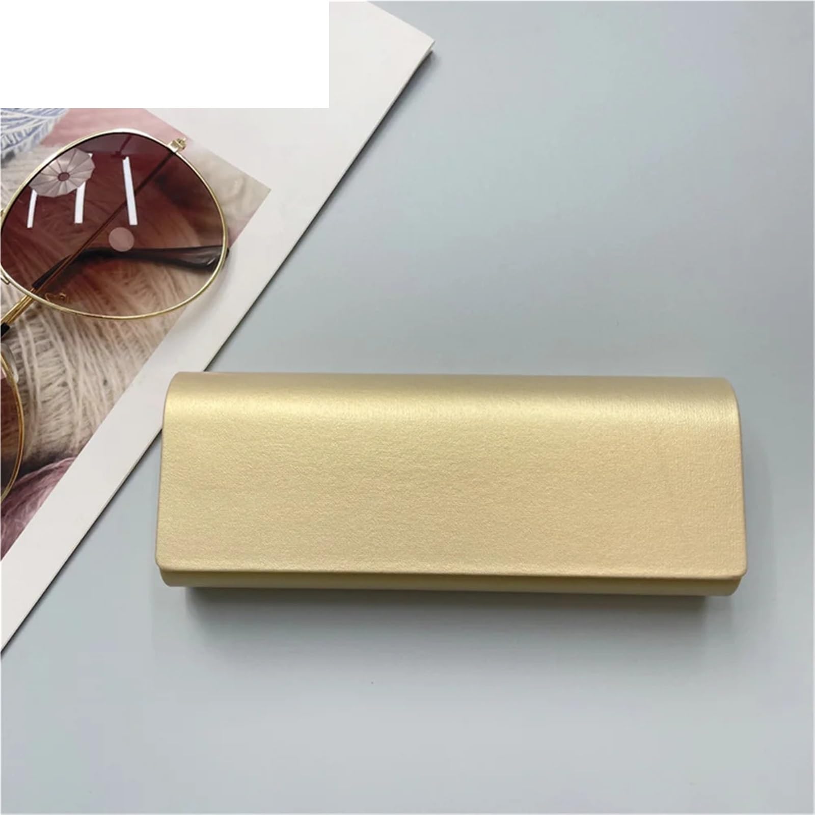 Brillenetui 2 stücke Tragbare Metall Gläser Fall for Frauen Sonnenbrille Lagerung Box Einfache Feste Farbe Brillen Zubehör FüR Lesebrille Sportbrille(Gold)