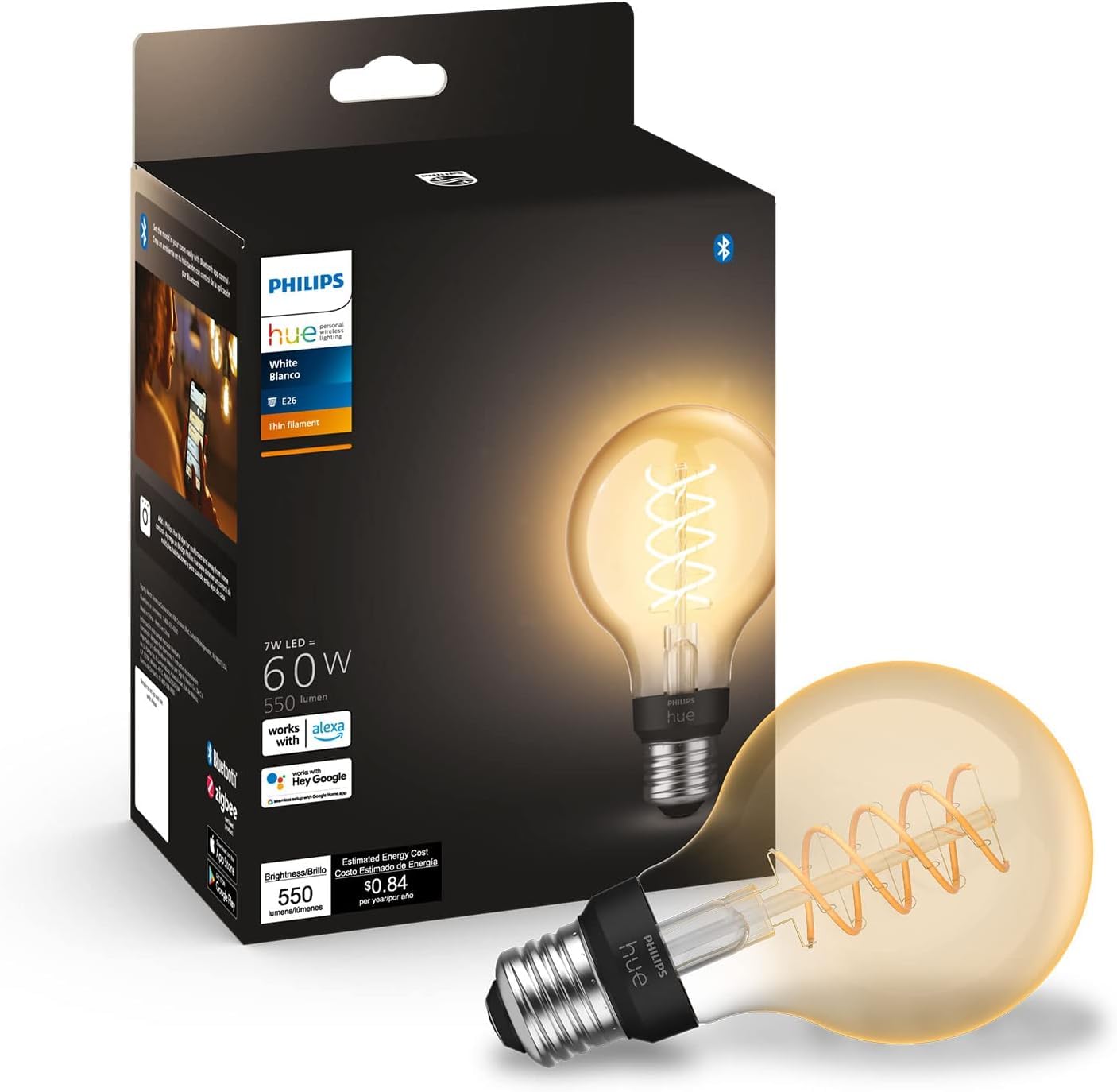 Amazon.com: Philips Hue Smart 60W G25 Filament LED Bulb