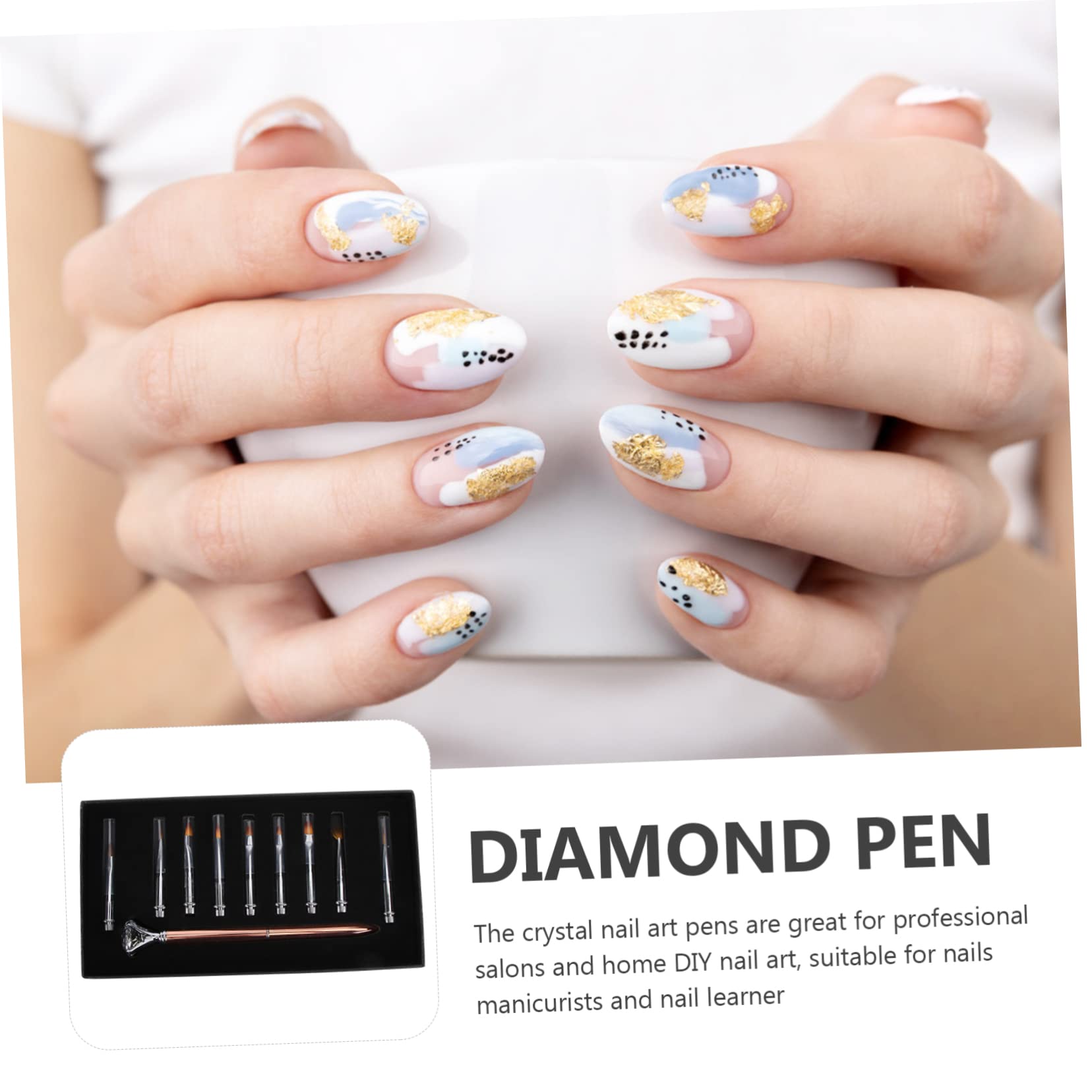 Mipcase 2pezzi Pennelli Per Nail Art Con Punte Di Ricambio Manico Cristallo Strumento Per Disegnare Unghie Set Professionale Per Decorazioni Unghie e French Manicure