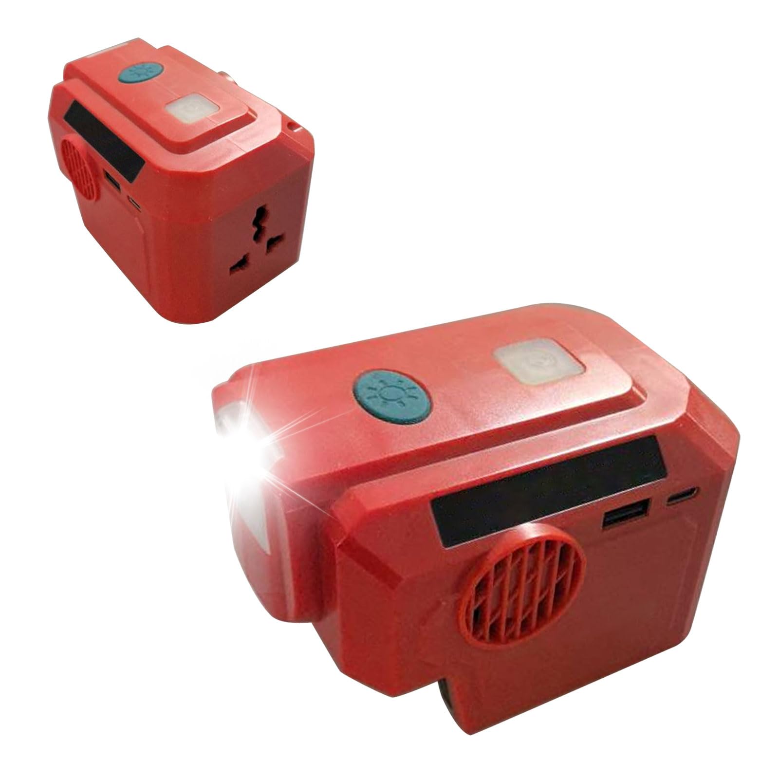 Onduleur de batterie 200 W compatible avec Einhell 18 V, DC 18 V vers AC 220-230 V avec lumière LED 200 lm, convertisseur de tension avec port USB-A, port USB-C, prise pour pique-nique et camping en