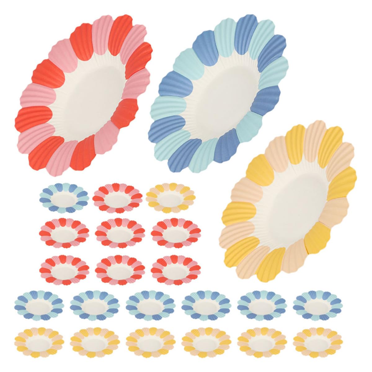 Assiettes en papier de fleur jetables et colorées pour table de fête