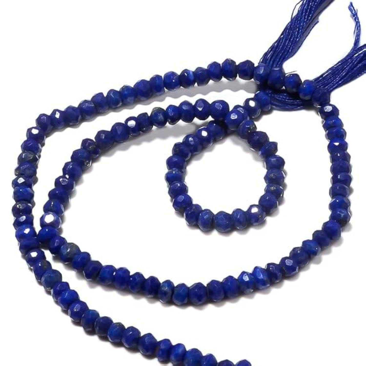 Perles lapis lazuli 3.5mm en rondelles facettées lot de 5 fils pour bijoux