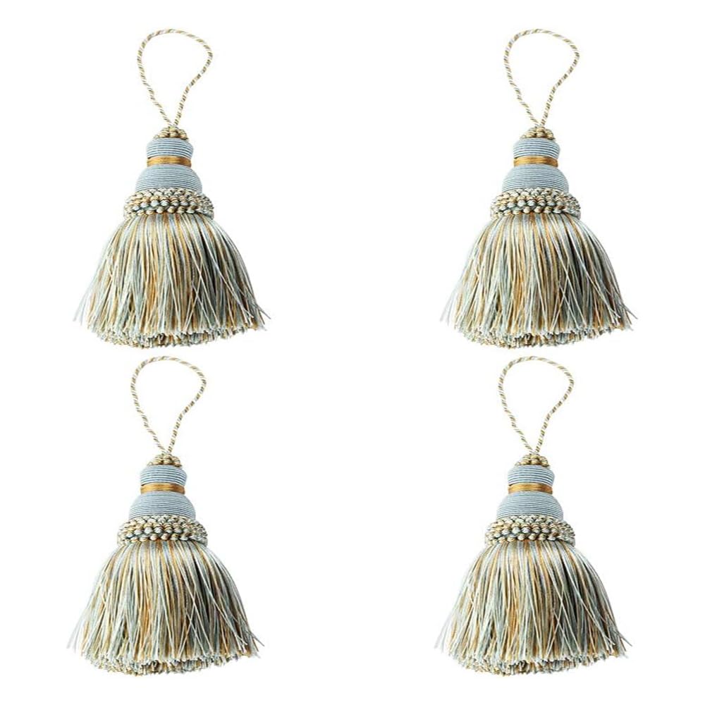 Fenghuangwu Elegant Polyester Tassel Key Tassel DIY Accessories for Furniture Light and Home Decoration 4 Packs (Mix blue)