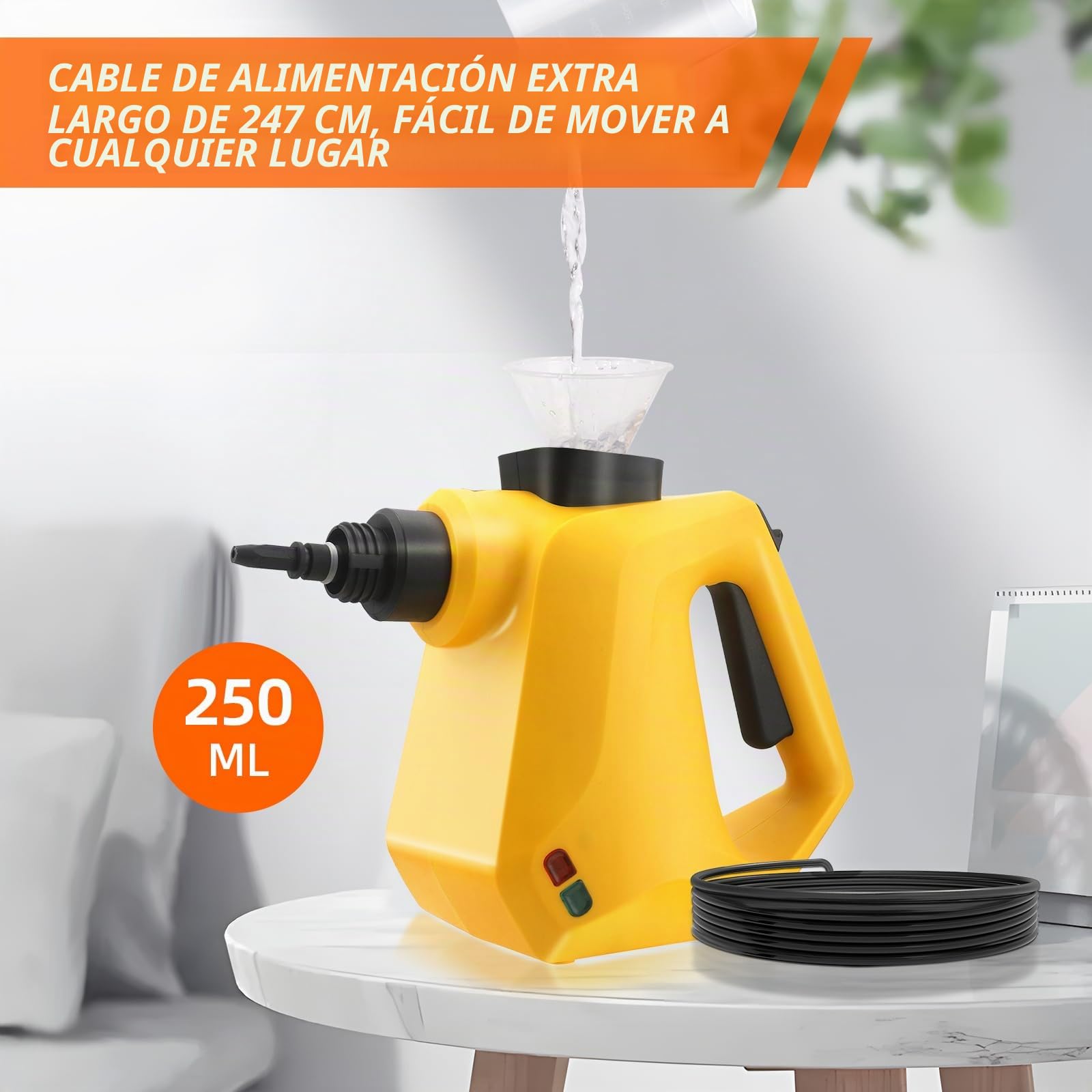 Carehabi Limpiador de Vapor Vaporeta Limpieza Hogar con 9 Accesorios para Eliminar Suciedades y Grasas de Suelos, Ventanas, Cocinas, Baños, Coches
