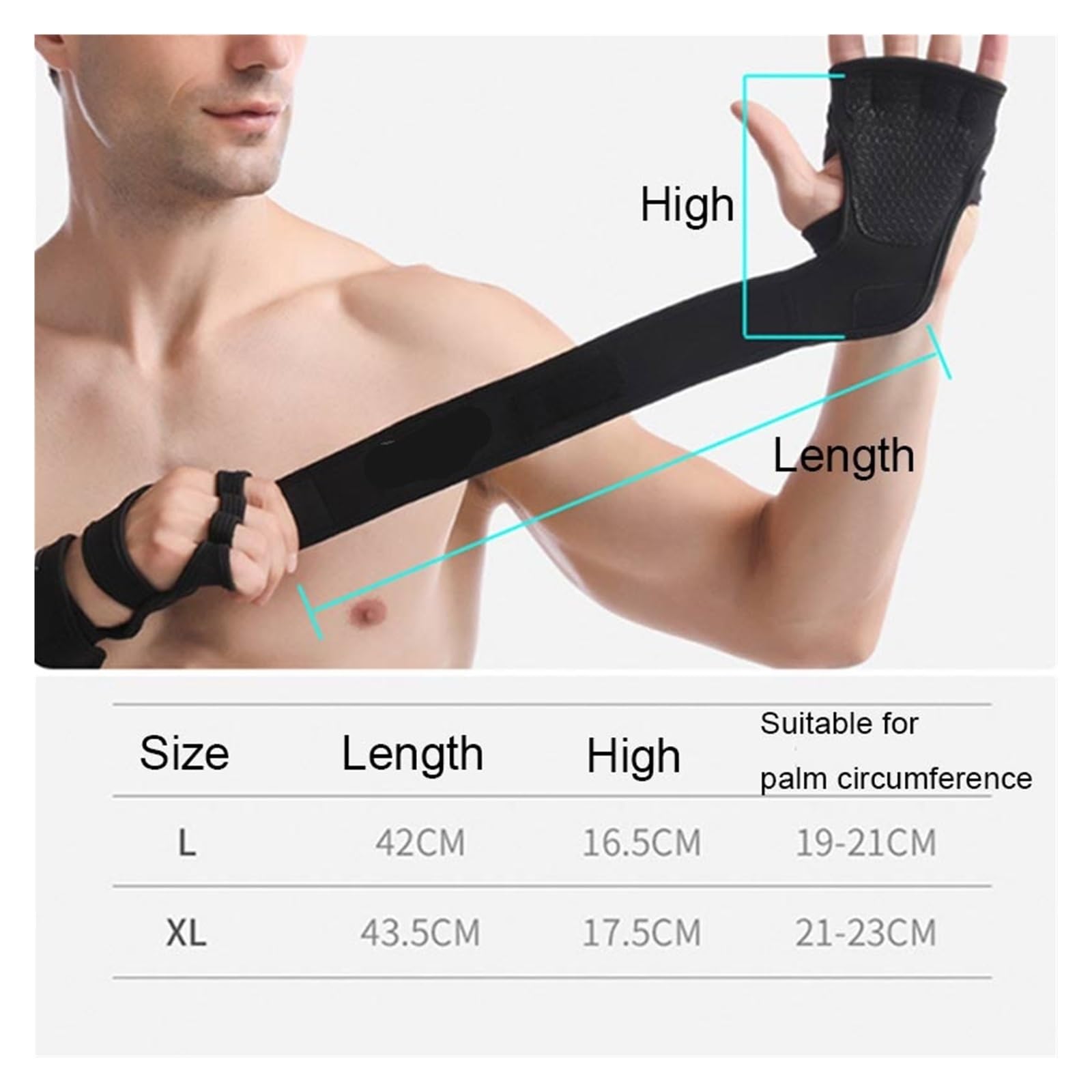 Guanti Palestra Guanti da allenamento for sollevamento pesi con mezze dita Protezione antiscivolo in silicone for il palmo della mano con supporto for il polso e protezione for il palmo del manubri(Bl